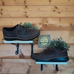 Ecco Aurora Tie Oxford Brown Nubuck Leather Derby Shoes Business Casual Size 12